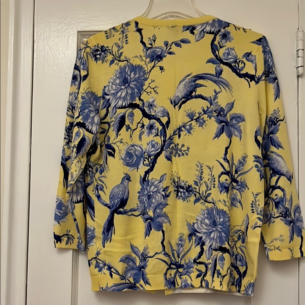 Talbots Yellow and Blue Patterned Cardigan - Picture 3 of 8